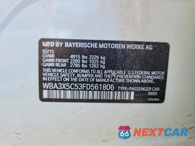 Zdjęcie 13 z 13 samochodu: 2015 BMW 328 XIGT VIN:WBA3X5C53FD561806 - miniatura