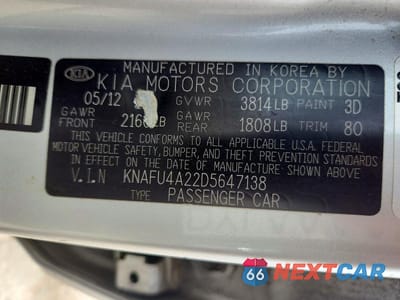 Zdjęcie 12 z 12 samochodu: 2013 KIA FORTE EX VIN:KNAFU4A22D5647138 - miniatura