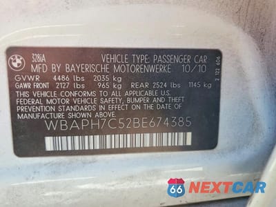 Zdjęcie 13 z 13 samochodu: 2011 BMW 328 I VIN:WBAPH7C52BE674385 - miniatura