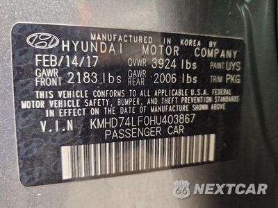 Zdjęcie 12 z 12 samochodu: 2017 HYUNDAI ELANTRA SE VIN:KMHD74LF0HU403867 - miniatura