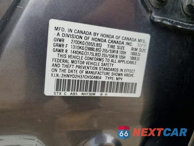 Zdjęcie 13 z 13 samochodu: 2012 ACURA MDX TECHNOLOGY VIN:2HNYD2H37CH504864 - miniatura