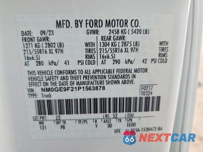 Zdjęcie 14 z 14 samochodu: 2023 FORD TRANSIT CONNECT XLT VIN:NM0GE9F21P1563878 - miniatura