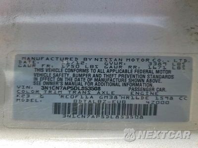 Zdjęcie 12 z 12 samochodu: 2013 NISSAN VERSA 1.6 S VIN:3N1CN7AP5DL853508 - miniatura