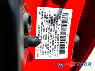 Zdjęcie 13 z 13 samochodu: 2017 HONDA CIVIC EX VIN:2HGFC1F37HH630129 - miniatura