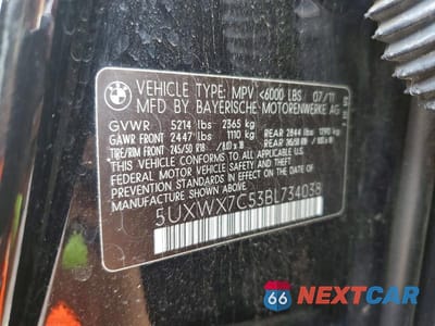 Zdjęcie 13 z 13 samochodu: 2011 BMW X3 XDRIVE35I VIN:5UXWX7C53BL734038 - miniatura