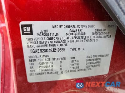 Zdjęcie 13 z 13 samochodu: 2009 BUICK ENCLAVE CXL VIN:5GAER23D49J219655 - miniatura