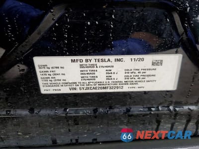 Zdjęcie 13 z 13 samochodu: 2021 TESLA MODEL X VIN:5YJXCAE20MF322912 - miniatura
