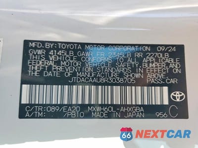 Zdjęcie 12 z 12 samochodu: 2024 TOYOTA PRIUS XLE VIN:JTDACAAU8R3038705 - miniatura