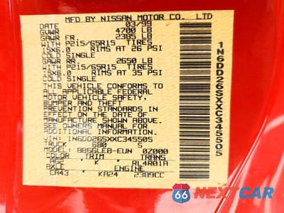 Zdjęcie 12 z 12 samochodu: 1999 NISSAN FRONTIER XE VIN:1N6DD26SXXC345505 - miniatura