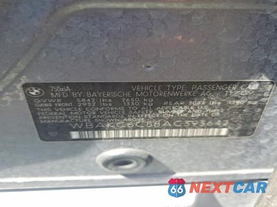 Zdjęcie 12 z 12 samochodu: 2010 BMW 750 I XDRIVE VIN:WBAKC6C58AC393642 - miniatura