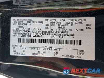 Zdjęcie 12 z 12 samochodu: 2020 FORD RANGER XL VIN:1FTER4FH2LLA24285 - miniatura