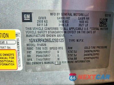 Zdjęcie 13 z 13 samochodu: 2016 CHEVROLET TRAVERSE LS VIN:1GNKRFKD6GJ293125 - miniatura