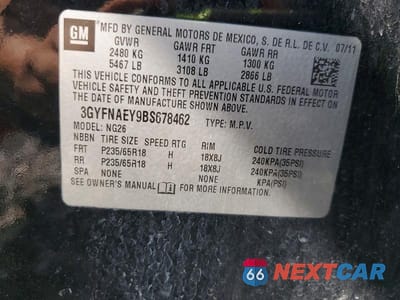 Zdjęcie 12 z 12 samochodu: 2011 CADILLAC SRX LUXURY COLLECTION VIN:3GYFNAEY9BS678462 - miniatura