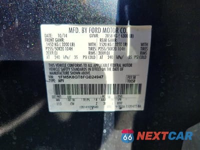 Zdjęcie 13 z 13 samochodu: 2015 FORD EXPLORER SPORT VIN:1FM5K8GT8FGB24947 - miniatura