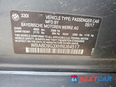 Zdjęcie 12 z 12 samochodu: 2017 BMW 330 XI VIN:WBA8D9G3XHNU64517 - miniatura