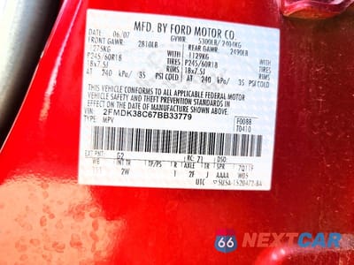 Zdjęcie 14 z 14 samochodu: 2007 FORD EDGE SEL VIN:2FMDK38C67BB33779 - miniatura