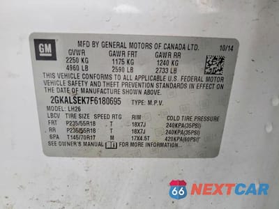 Zdjęcie 13 z 13 samochodu: 2015 GMC TERRAIN SLT VIN:2GKALSEK7F6180695 - miniatura