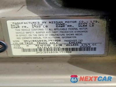 Zdjęcie 12 z 12 samochodu: 2003 NISSAN SENTRA XE VIN:3N1CB51D53L797202 - miniatura