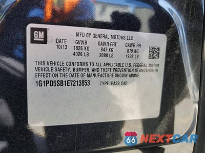 Zdjęcie 12 z 12 samochodu: 2014 CHEVROLET CRUZE LT VIN:1G1PD5SB1E7213853 - miniatura