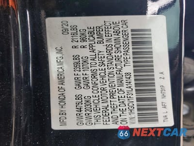 Zdjęcie 13 z 13 samochodu: 2020 HONDA ACCORD SPORT VIN:1HGCV1F31LA141438 - miniatura