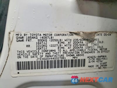Zdjęcie 13 z 13 samochodu: 2004 TOYOTA RAV4 BASE VIN:JTEHD20V440027881 - miniatura