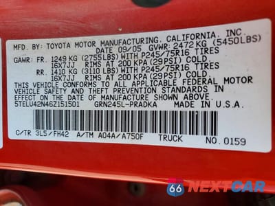 Zdjęcie 12 z 12 samochodu: 2006 TOYOTA TACOMA DOUBLE CAB VIN:5TELU42N46Z151501 - miniatura