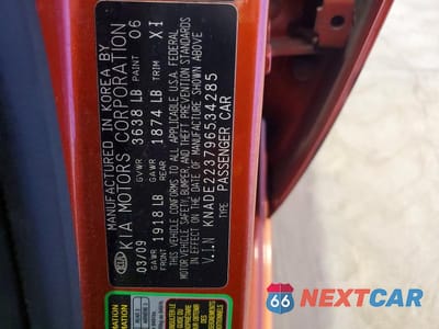 Zdjęcie 12 z 12 samochodu: 2009 KIA RIO BASE VIN:KNADE223796534285 - miniatura