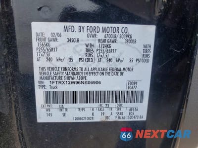 Zdjęcie 12 z 12 samochodu: 2006 FORD F150 KING RANCH VIN:1FTRX12W96NB06906 - miniatura