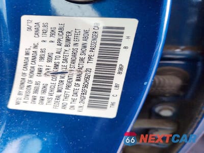 Zdjęcie 12 z 12 samochodu: 2012 HONDA CIVIC LX VIN:2HGFB2F56CH562120 - miniatura