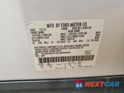 Zdjęcie 13 z 13 samochodu: 2017 FORD EXPLORER SPORT VIN:1FM5K8GT3HGB58359 - miniatura