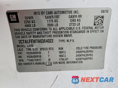 Zdjęcie 13 z 13 samochodu: 2010 GMC TERRAIN SLT VIN:2CTALFEW7A6364022 - miniatura
