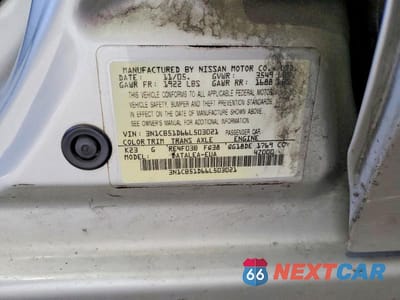 Zdjęcie 12 z 12 samochodu: 2006 NISSAN SENTRA 1.8 VIN:3N1CB51D66L503021 - miniatura