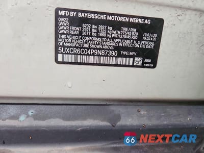 Zdjęcie 12 z 12 samochodu: 2023 BMW X5 XDRIVE40I VIN:5UXCR6C04P9N87390 - miniatura