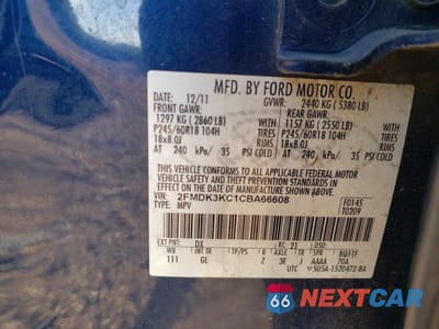 Zdjęcie 13 z 13 samochodu: 2012 FORD EDGE LIMITED VIN:2FMDK3KC1CBA66608 - miniatura