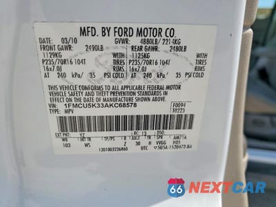 Zdjęcie 13 z 13 samochodu: 2010 FORD ESCAPE HYBRID VIN:1FMCU5K33AKC68578 - miniatura