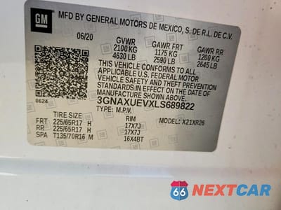 Zdjęcie 14 z 14 samochodu: 2020 CHEVROLET EQUINOX LT VIN:3GNAXUEVXLS689822 - miniatura