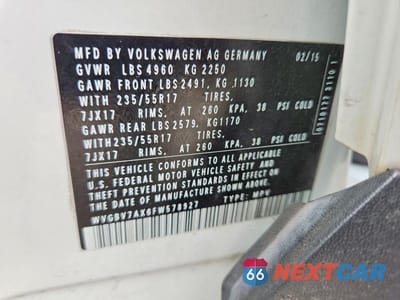 Zdjęcie 13 z 13 samochodu: 2015 VOLKSWAGEN TIGUAN S VIN:WVGBV7AX6FW578927 - miniatura