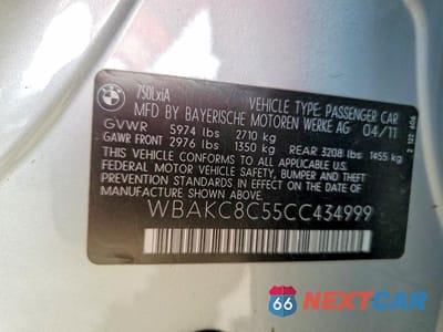 Zdjęcie 12 z 12 samochodu: 2012 BMW 750 LXI VIN:WBAKC8C55CC434999 - miniatura
