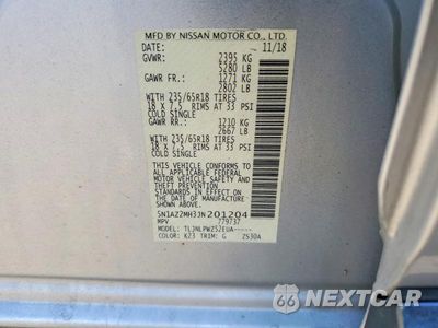 Zdjęcie 13 z 13 samochodu: 2018 NISSAN MURANO S VIN:5N1AZ2MH3JN201204 - miniatura