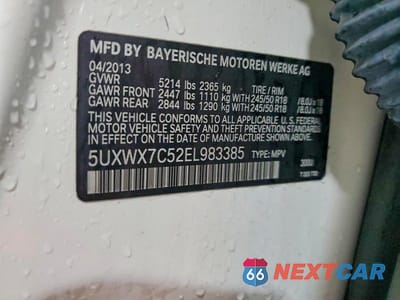 Zdjęcie 13 z 13 samochodu: 2014 BMW X3 XDRIVE35I VIN:5UXWX7C52EL983385 - miniatura