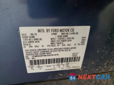 Zdjęcie 13 z 13 samochodu: 2018 FORD EXPLORER LIMITED VIN:1FM5K8F88JGC81979 - miniatura