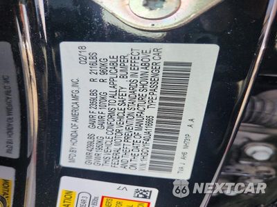 Zdjęcie 13 z 13 samochodu: 2018 HONDA ACCORD EX VIN:1HGCV1F40JA116665 - miniatura