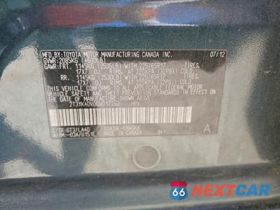 Zdjęcie 12 z 12 samochodu: 2012 TOYOTA RAV4 VIN:2T3YK4DV0CW017293 - miniatura