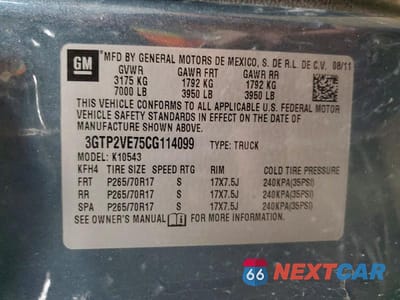 Zdjęcie 12 z 12 samochodu: 2012 GMC SIERRA K1500 SLE VIN:3GTP2VE75CG114099 - miniatura
