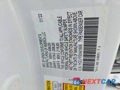 Zdjęcie 12 z 12 samochodu: 2022 HONDA ACCORD EXL VIN:1HGCV1F50NA016936 - miniatura