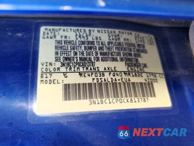 Zdjęcie 12 z 12 samochodu: 2012 NISSAN VERSA 1.8 S VIN:3N1BC1CP0CK813787 - miniatura