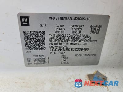 Zdjęcie 13 z 13 samochodu: 2018 CHEVROLET SILVERADO K1500 VIN:1GCVKNEC8JZ339490 - miniatura