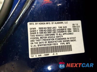 Zdjęcie 13 z 13 samochodu: 2016 HONDA PILOT EXLN VIN:5FNYF6H7XGB115514 - miniatura