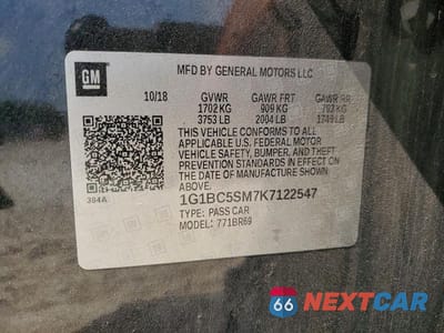 Zdjęcie 12 z 12 samochodu: 2019 CHEVROLET CRUZE LS VIN:1G1BC5SM7K7122547 - miniatura