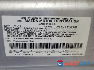 Zdjęcie 12 z 12 samochodu: 2011 MAZDA 6 I VIN:1YVHZ8BH0B5M18231 - miniatura